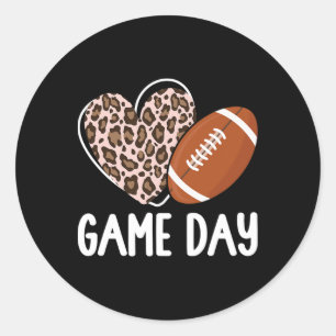 Football Game Day Womens Leopard Cheetah Game Day Classic Round Sticker