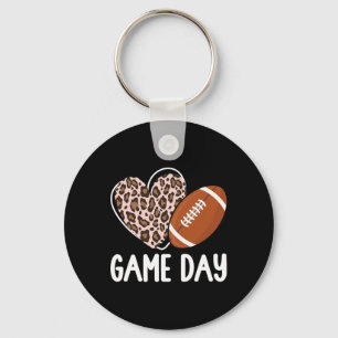 Football Game Day Womens Leopard Cheetah Game Day Key Ring