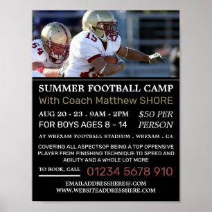 Football Game, Football Camp Advertising Poster