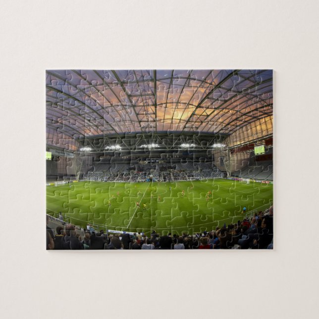 Football game, Forsyth Barr Stadium, Dunedin Jigsaw Puzzle (Horizontal)