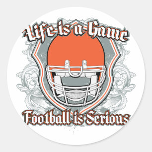 Football Game Orange Classic Round Sticker