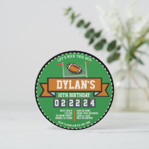 FOOTBALL GAME Sports Kids Birthday Party Round Invitation