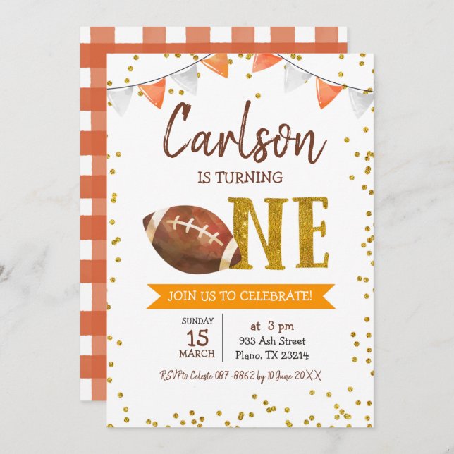 Football Game Time Birthday Invitation (Front/Back)