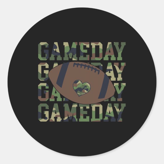 Football Gameday Game Day Camo Flag Patriotic Usa  Classic Round Sticker (Front)