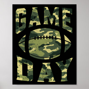 Football Gameday Game Day Camo Flag Patriotic Usa Poster