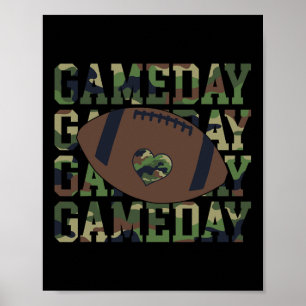 Football Gameday Game Day Camo Flag Patriotic Usa  Poster