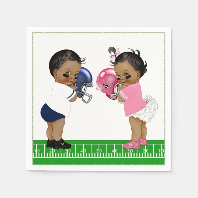 Football Gender Reveal Baby Shower Paper Napkin (Front)