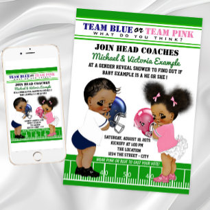 Football Gender Reveal Ethnic Baby Shower Invitation