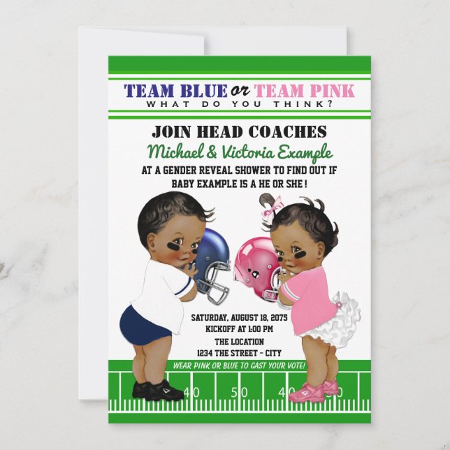 Football Gender Reveal Ethnic Shower Invitations (Front)