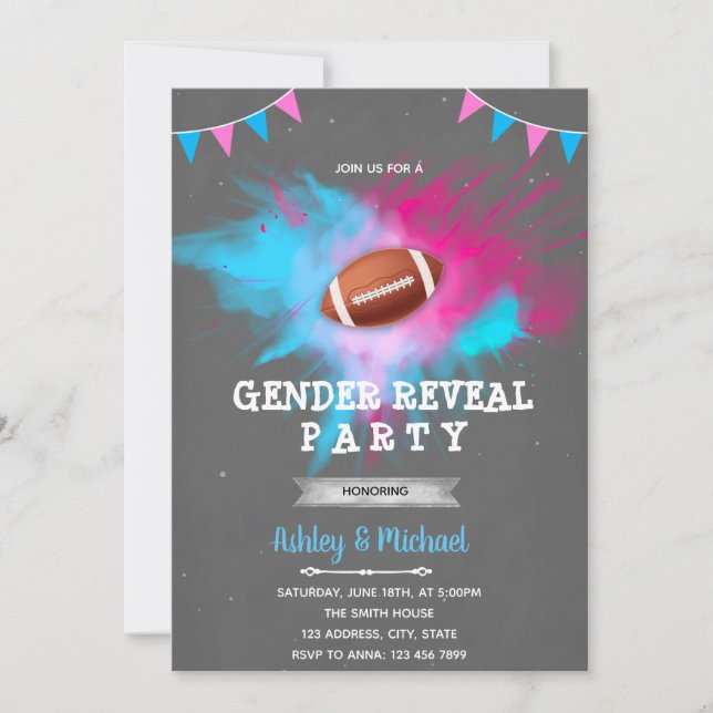 Football gender reveal invitation (Front)