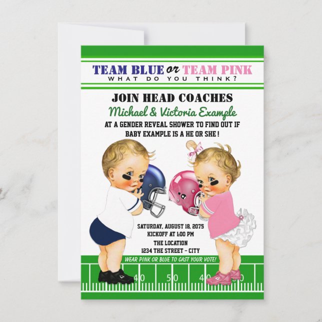 Football Gender Reveal Shower Invitations (Front)