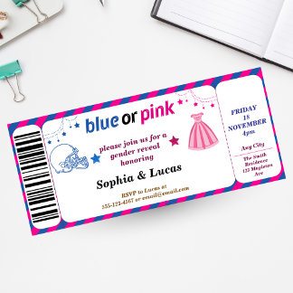 football gender reveal Ticket Style Invitation