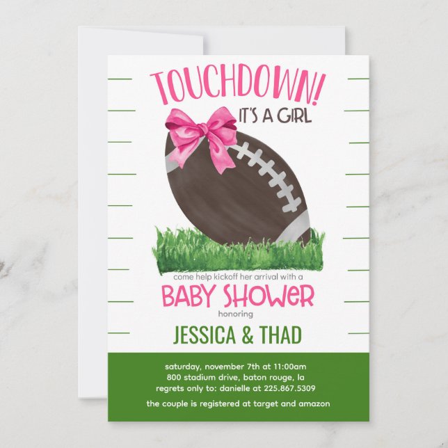 Football Girl Baby Shower Invitation (Front)