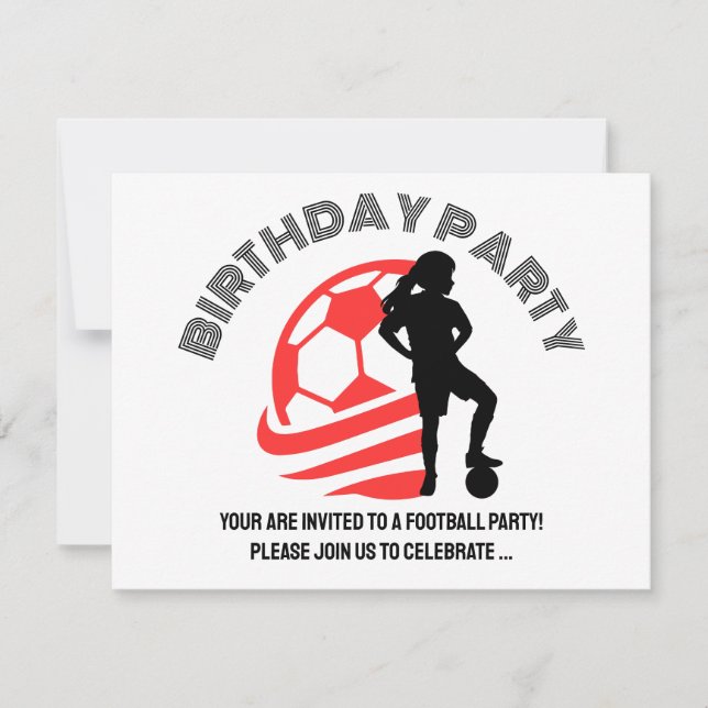 Football Girl Birthday party, Football Player Gift Invitation (Front)