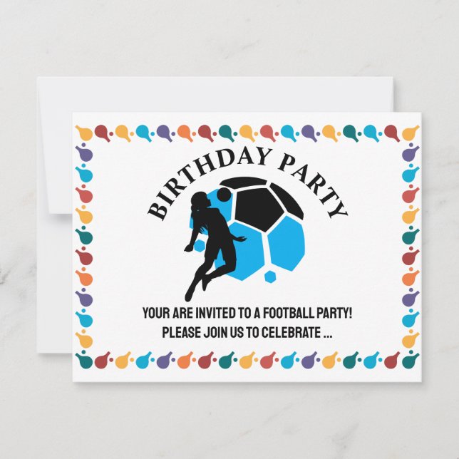 Football Girl Birthday party, Football Player Gift Invitation (Front)