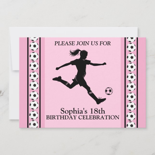 Football Girl Birthday Party, Football Player  Inv Invitation (Front)