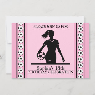 Football Girl Birthday Party, Football Player  Inv Invitation