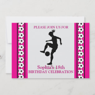 Football Girl Birthday Party, Football Player  Invitation