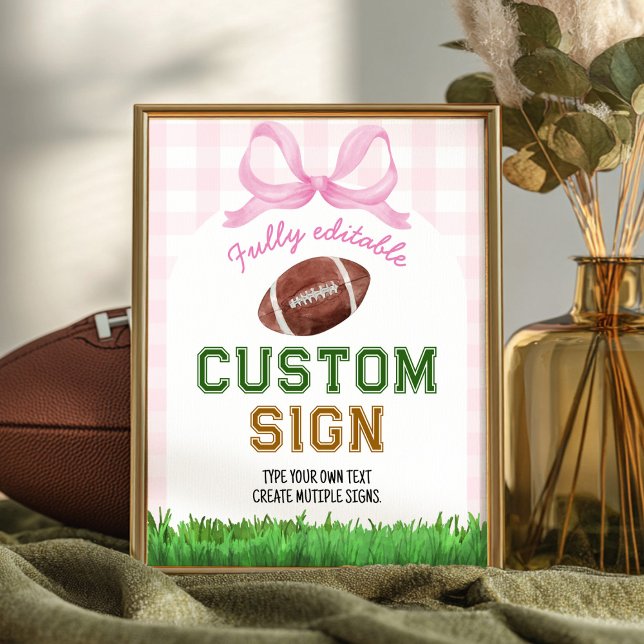 Football Girl Birthday Party Table Sign (Creator Uploaded)