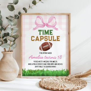 Football Girl Birthday Time Capsule Sign