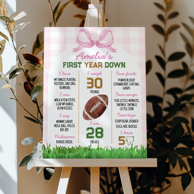 Football Girl First Birthday Milestone Poster (Creator Uploaded)