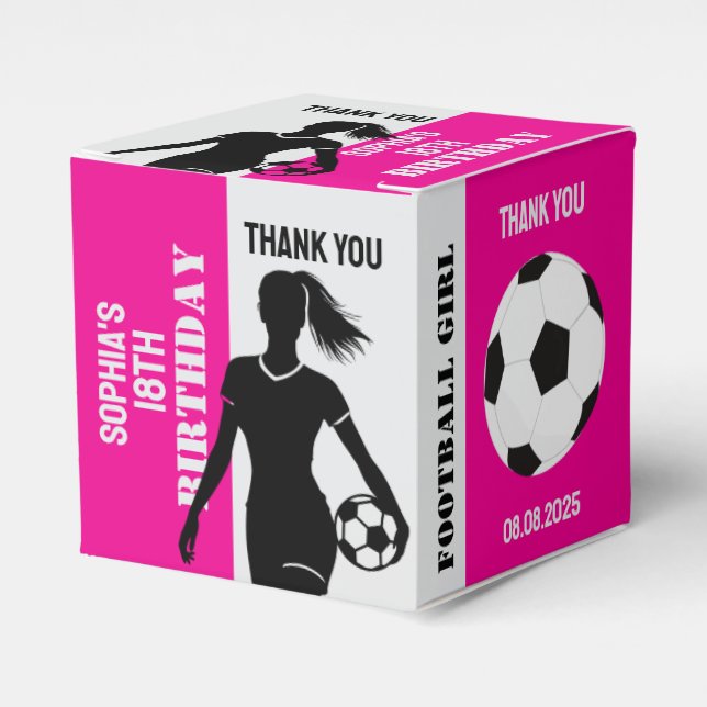Football Girl, Football Player Gift, Birthday Favo Favour Box (Front Side)