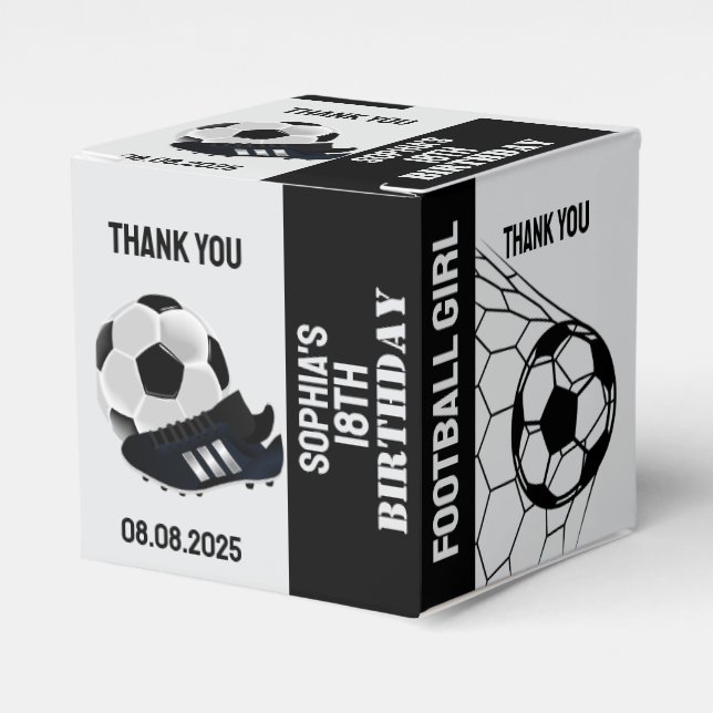 Football Girl, Football Player Gift, Birthday Favo Favour Box (Front Side)