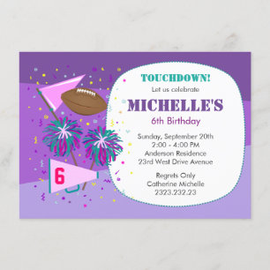 Football Girl's Children's Purple Party Invitation