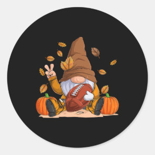 Football Gnome Thanksgiving Autumn Fall Season Boy Classic Round Sticker