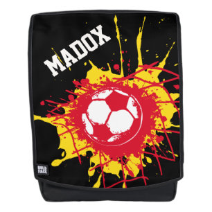 Football goal personalized soccer red black backpack