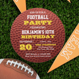 Football Gold Round Invitation