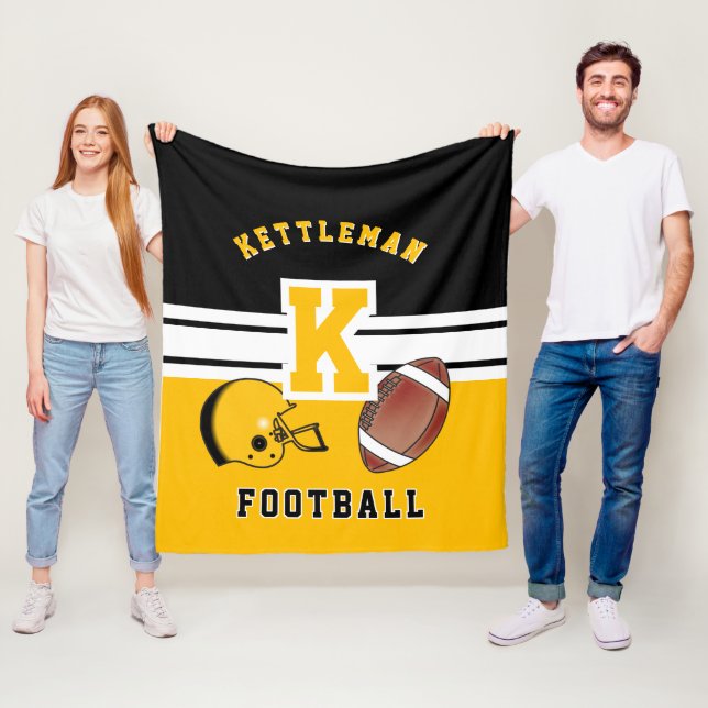 Football 🏈 Golden Yellow Sport Letter Fleece Blanket (In Situ)