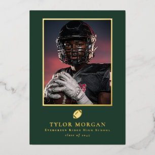 Football Graduation Photo Green Grad Announcement