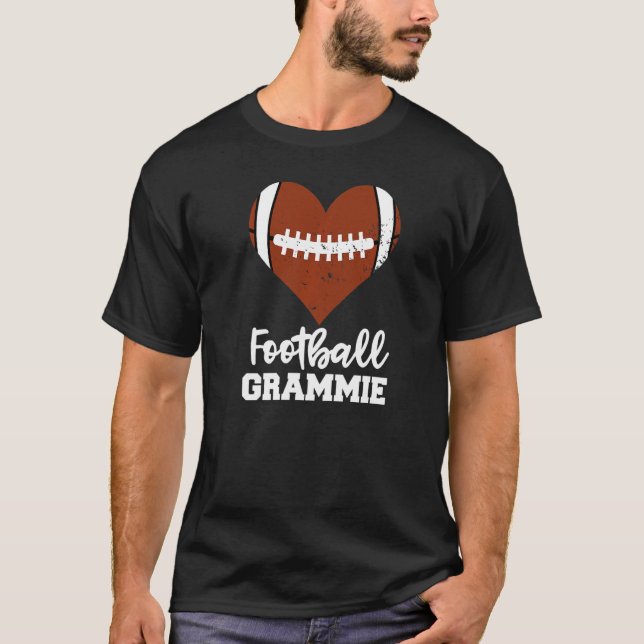 Football Grammie Football Heart Grandma Grammie T-Shirt (Front)