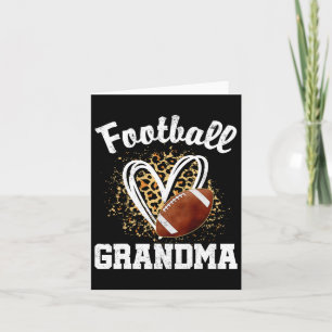 Football Grandma Leopard Heart  Card