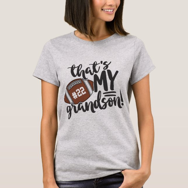 Football Grandma That's My Grandson Jersey Number T-Shirt (Front)