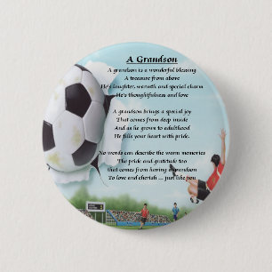 Football   Grandson Poem 6 Cm Round Badge