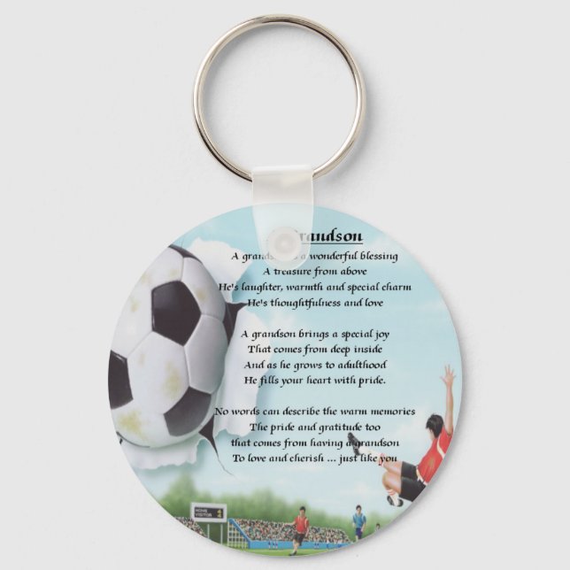 Football   Grandson Poem Key Ring (Front)