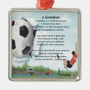 Football   Grandson Poem Metal Tree Decoration