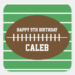 Football Green Striped Birthday Party Sticker