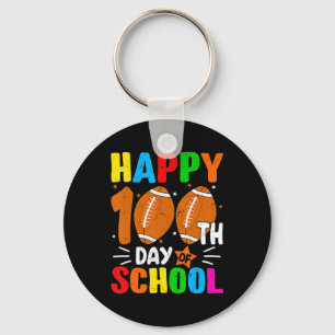 Football Happy 100th Day Of School  Kids Teacher  Key Ring