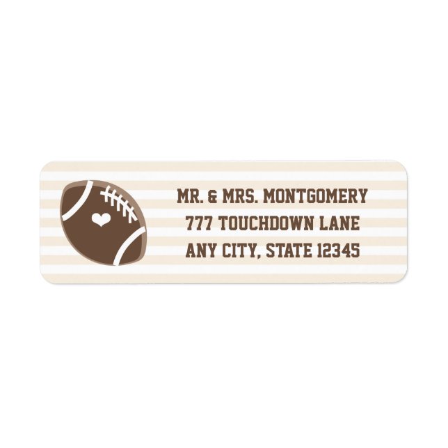 Football Heart Return Address Label (Front)