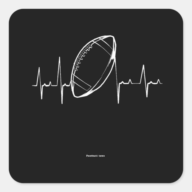 Football Heartbeat, Pulse Design Square Sticker (Front)