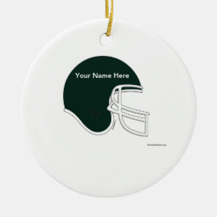 Football Helmet - Black Ceramic Tree Decoration