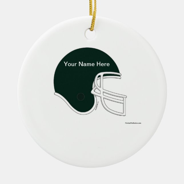 Football Helmet - Black Ceramic Tree Decoration (Front)