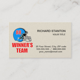 Football helmet business card