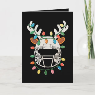 Football Helmet Christmas Lights Reindeer Xmas Card