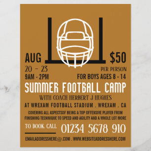 Football Helmet & Goal, Football Camp Advertising Flyer