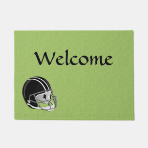 Football Helmet Green Doormat