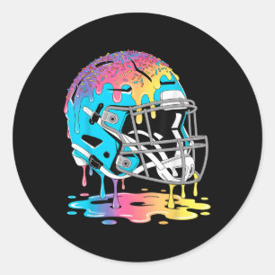Football Helmet Ice Cream Dripping Football Player Classic Round Sticker
